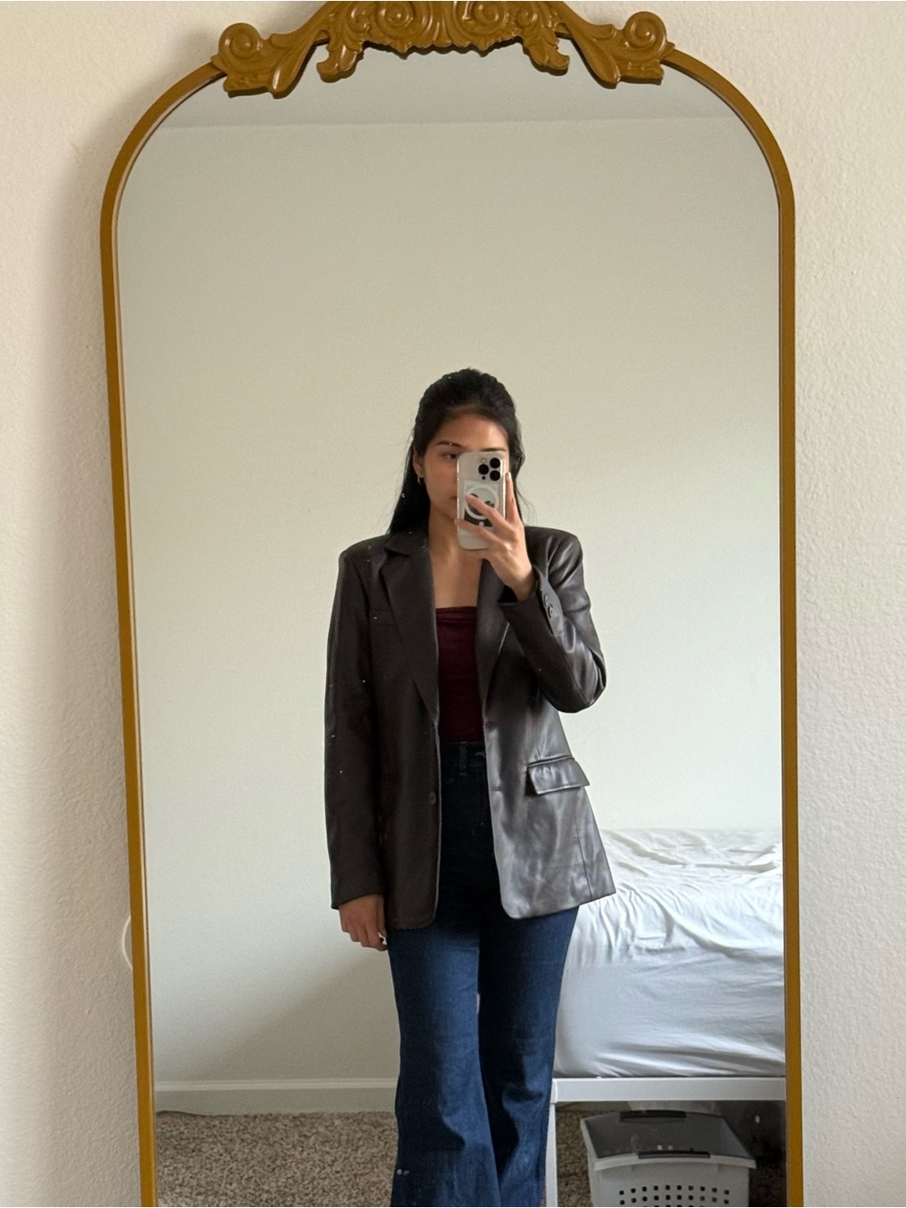 GAP Dark Brown Leather Blazer Jacket